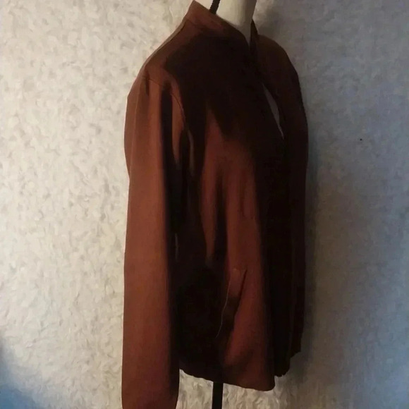 Twinhill Wool Blend Burnt Orange Full Zip up Cardigan Knit Fall Sweater Size M - Picture 3 of 8